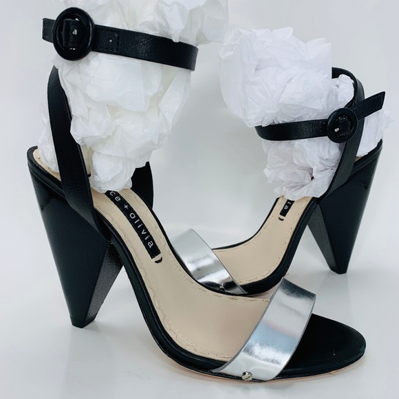Alice + Olivia Shoes - ALICE + OLIVIA Black & Silver Cone Heels 37.5